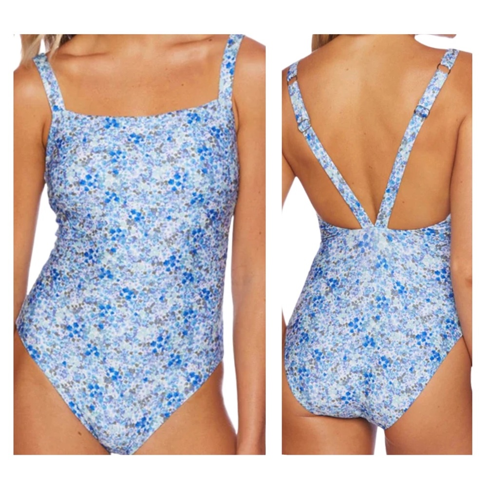 NWOT Splendid Flora Suspender High-Leg One-Piece Swim Suit